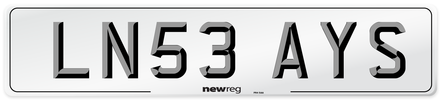 LN53 AYS Number Plate from New Reg